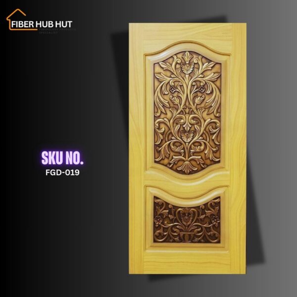 Fiberhubhut Artistic Carved Panels for a Luxurious Look Elegant Floral Fiberglass Door - FGD-019